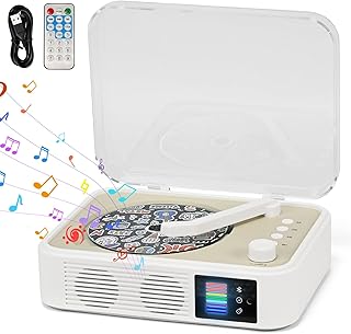 CD Player Portable Bluetooth LED Desktop Retro CD Players for Home with Speakers Rechargeble Battery Small Compact Vintage...