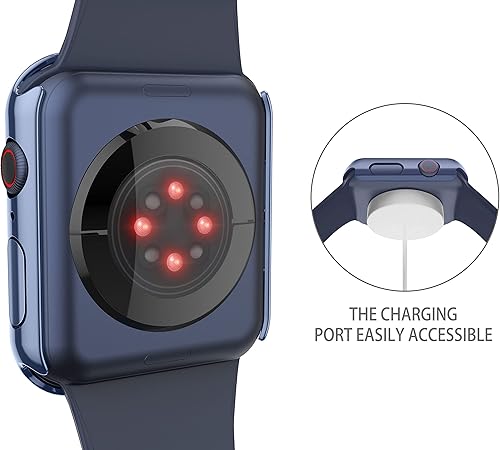 Miniatura 9 de Misxi - Juego de 2 fundas rígidas de PC con protector de pantalla de vidrio templado compatible con Apple Watch Series 9 (2023) Series 8 Series 7 de