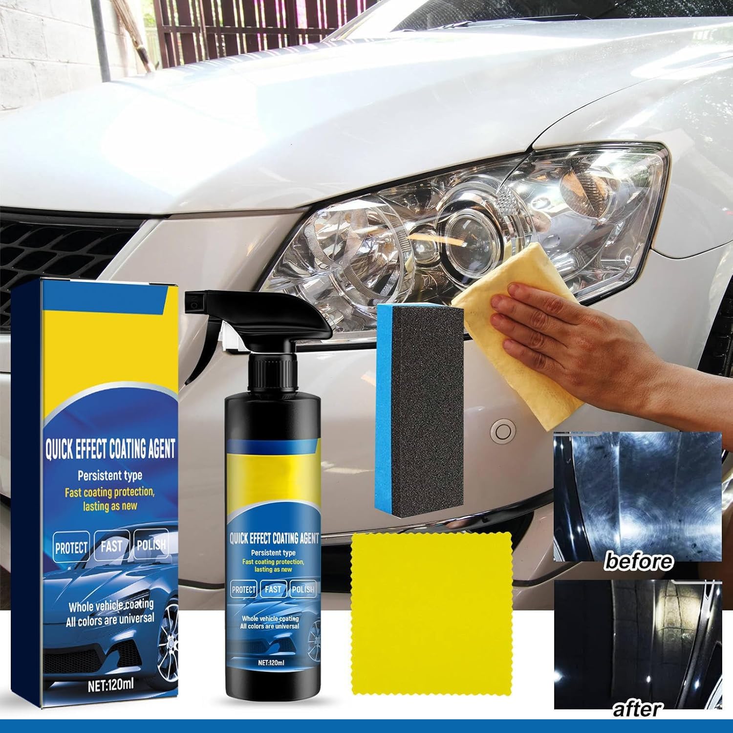 2 Pcs Advanced Car Quick-Acting Coating Agent Spray, 2026 New 3 in 1 High Protection Quick Effect Coating Agent, Ceramic Coating Spray,Multifunctional Coating Renewal Agent for Cars - 5