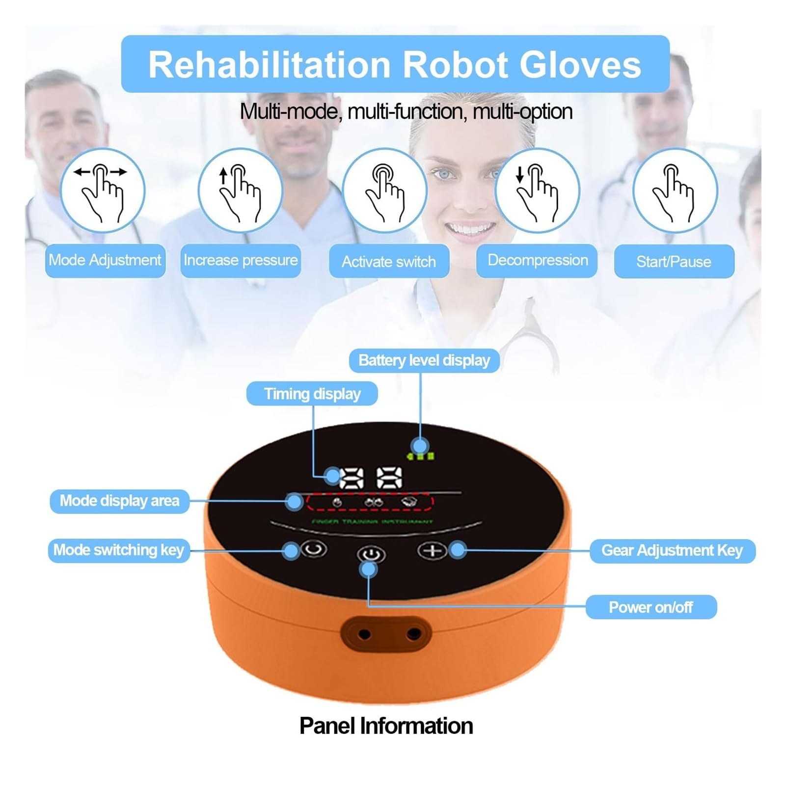 Intelligente Handreha-Handschuhe für Schlaganfall-Patienten - Roboter Gestenschuh mit Spiegeltherapie & Mehreren Modi, Finger Training für Hemiparese, Heimreha (Linke/Rechte Hand Wählbar)