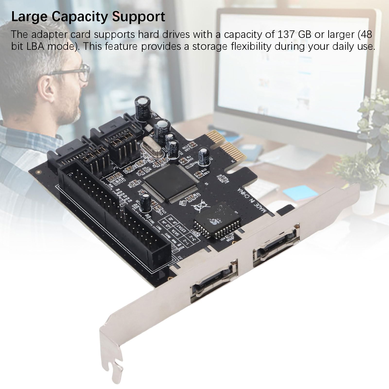 Carte Contrôleur PCI Express Serial ATA, Adaptateur 2 Ports PCIE vers Serial ATA ESATA IDE, pour 2000, 7, 8, Server 2003, Vista, Linux, OS X et Dos