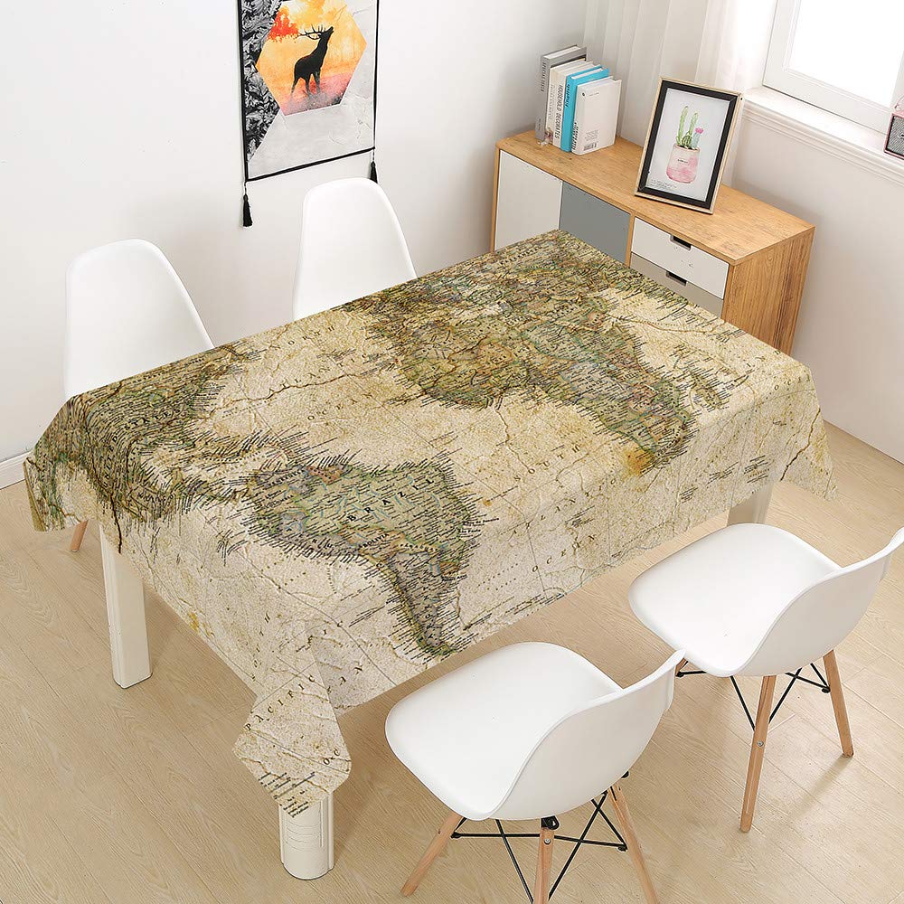 Hearda Geography 3D World Tablecloth, Wipe Clean Stain&Wrinkle Resistant Washable Polyester Table Cloth, Decorative Table Cover For Rectangle/Round Kitchen Dinning Tabletop (90X90cm,)