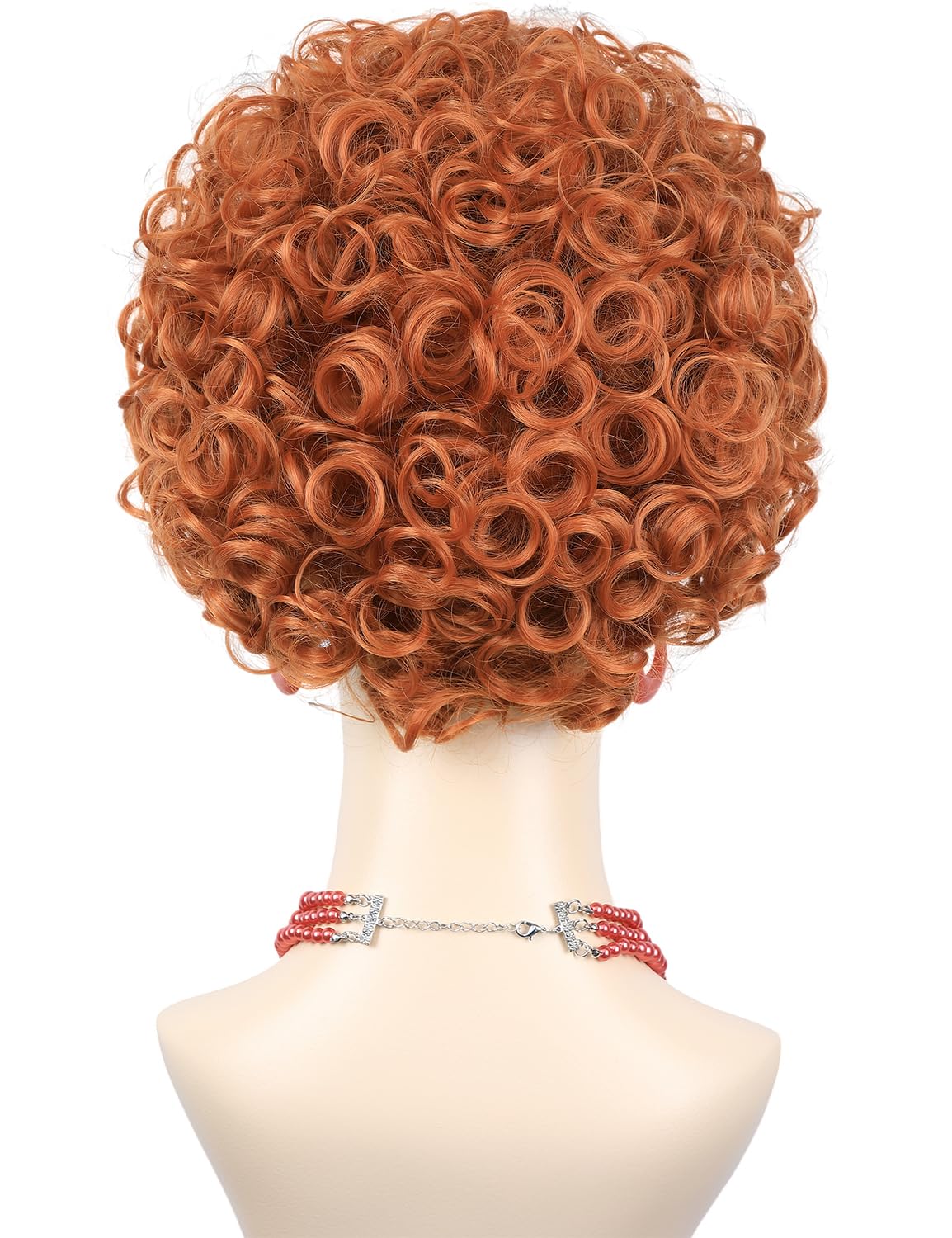 morvally Short Red Orange Curly Wig for Women Costume with Sunglasses and Jewelry Reddish Orange Synthetic Hair Wigs for Halloween Party - Image 6