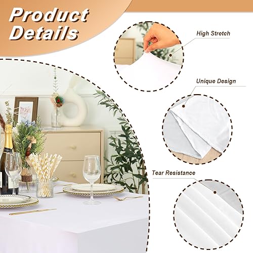 Miniatura 3 de Fixwal Falda de mesa, faldas de mesa para mesas rectangulares de 6 pies, manteles para mesas de 6 pies, falda de mesa de tul, fundas de mesa de