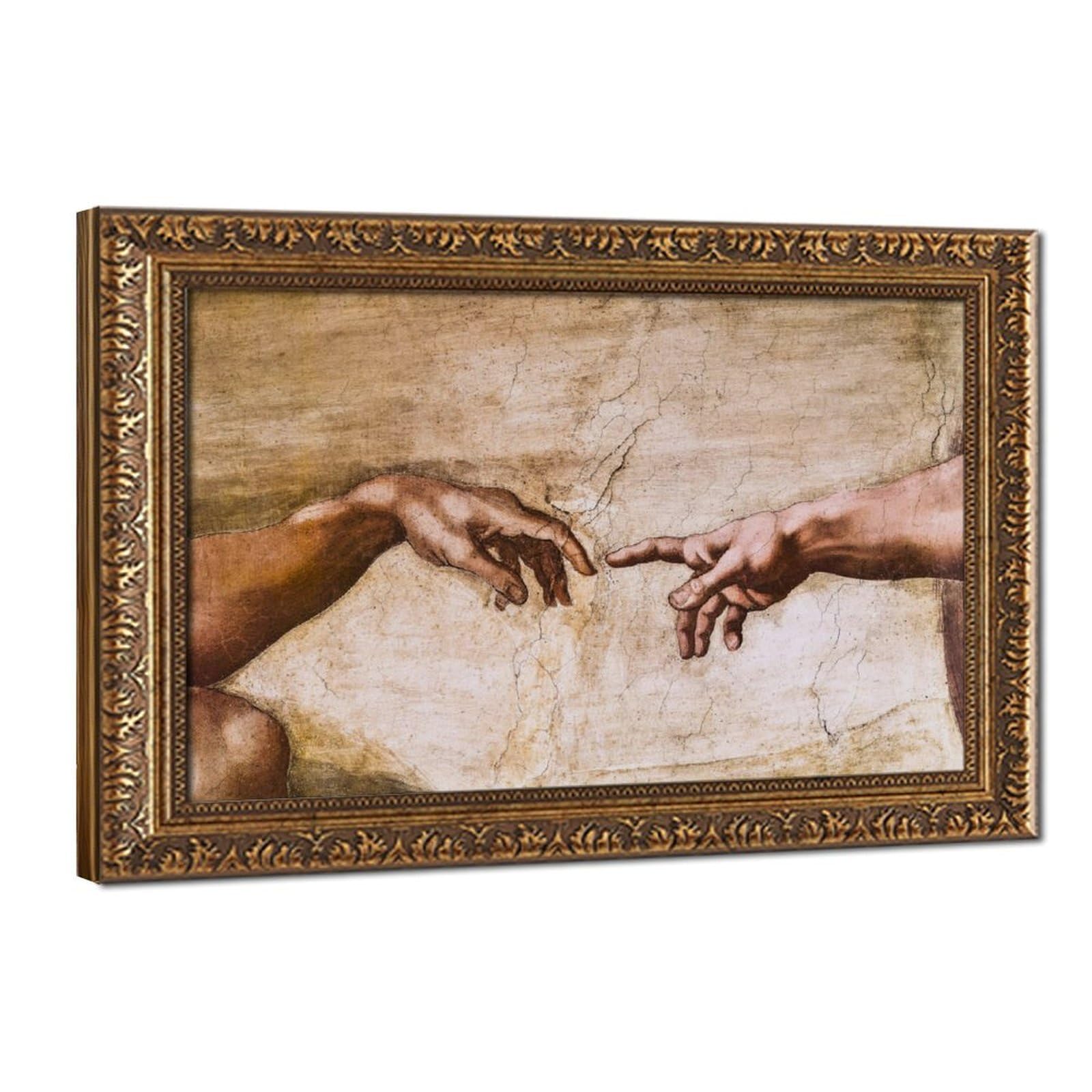 WCYB Michelangelo Buonarroti - Hand of God The Creation of Adam Sistine Chapel Prints Posters Canvas Deco Paintings Wall Art For Office Hangable Frame 8" L
