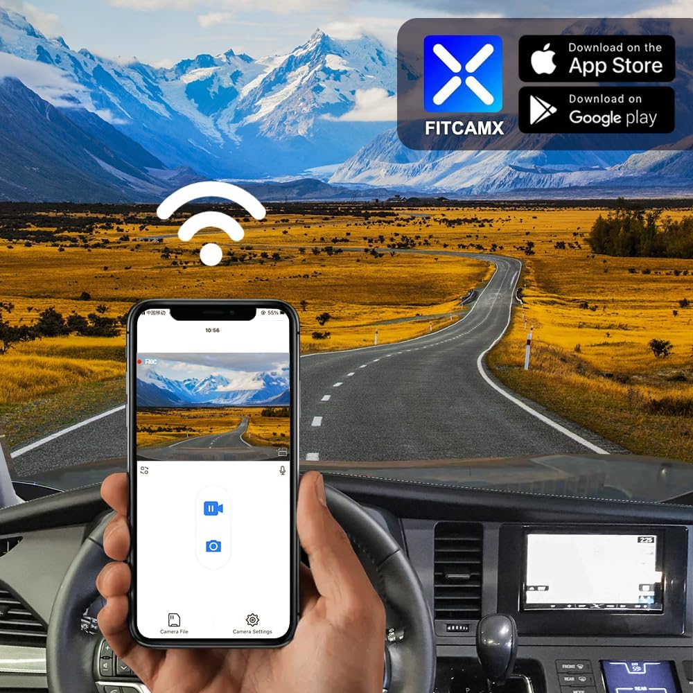 Fitcamx 4K Dash Cam Suitable for Toyota Sienna 2014 2015 2016 (HD2-6275, 7 Pin) LE XLE SE Limited Premium, OEM Look, UHD 2160P Video, WiFi & APP, Loop Recording, G-Sensor, Plug & Play, 64GB Card