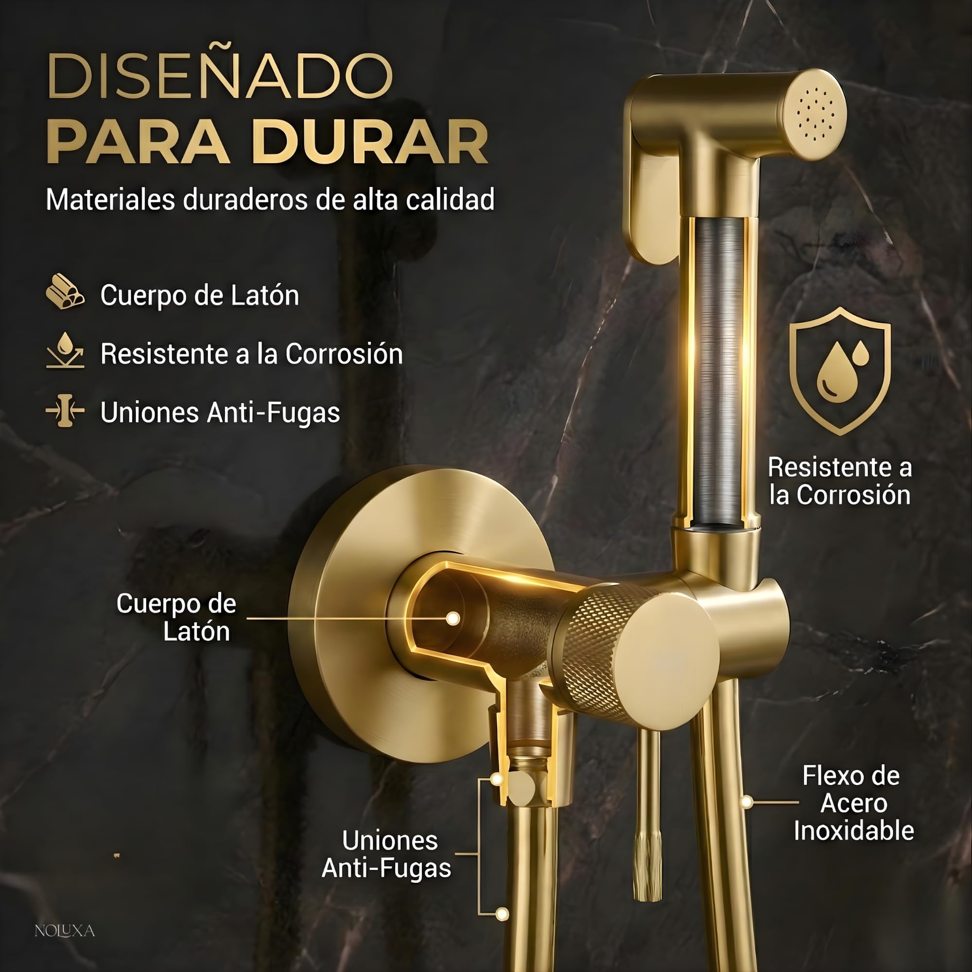 IMEX - Bidet bateria do zabudowy do toalety, prysznic bidet, zimna i gorąca woda, higieniczna głowica prysznicowa do toalety bidet, spryskiwacz bidet, zamiennik bidetu, łatwa instalacja (szczotkowane
