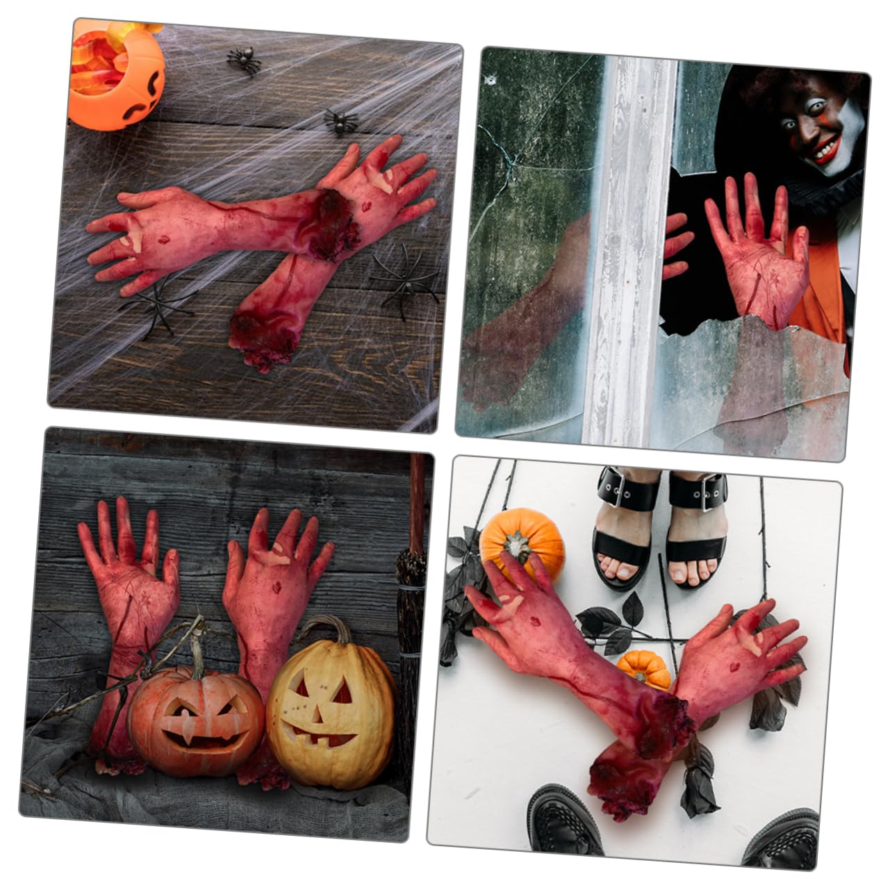 STOBOK 2Pcs Severed Limbs Halloween Decorations Hyper-Realistic Broken Hand Toys Rubber Bloody Body Parts for Scary Party Props - Image 3