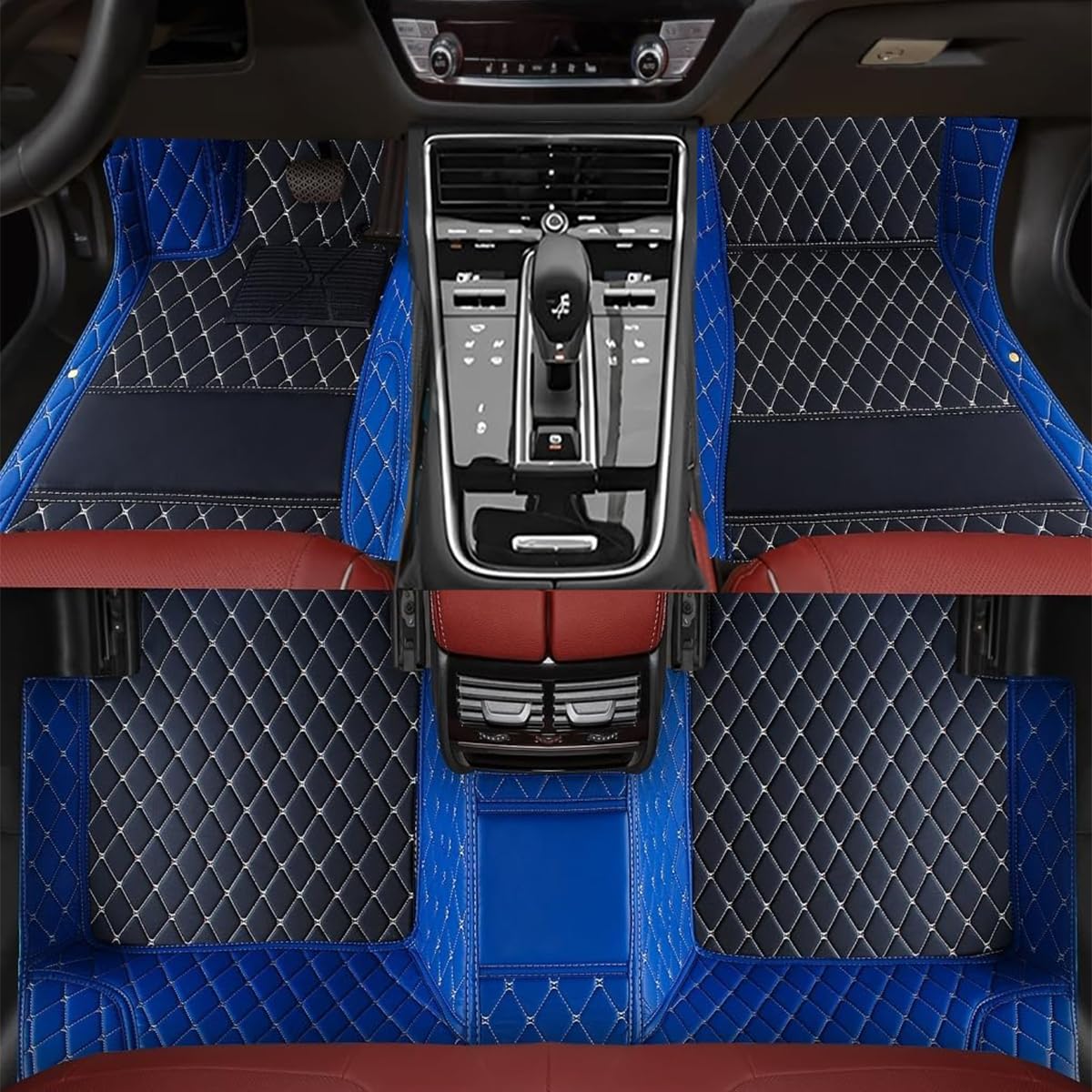 TREGOO All Weather Car Mats Custom Fit Non Slip Floor Mats for 1998-2025 Cars Personalized Leather Protection Pads Suitable for Men Women (Edge Blue,