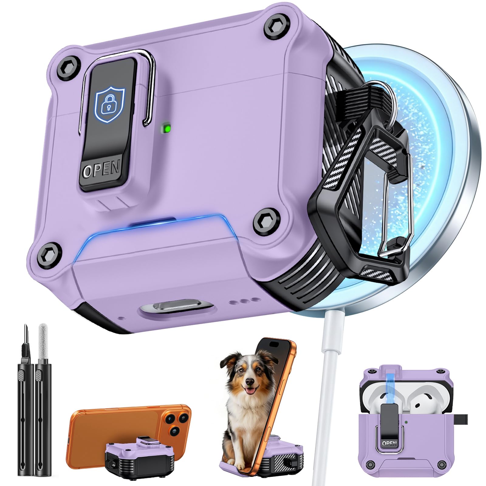 Inesore for AirPods 4 Case with Secure Lock (Purple)