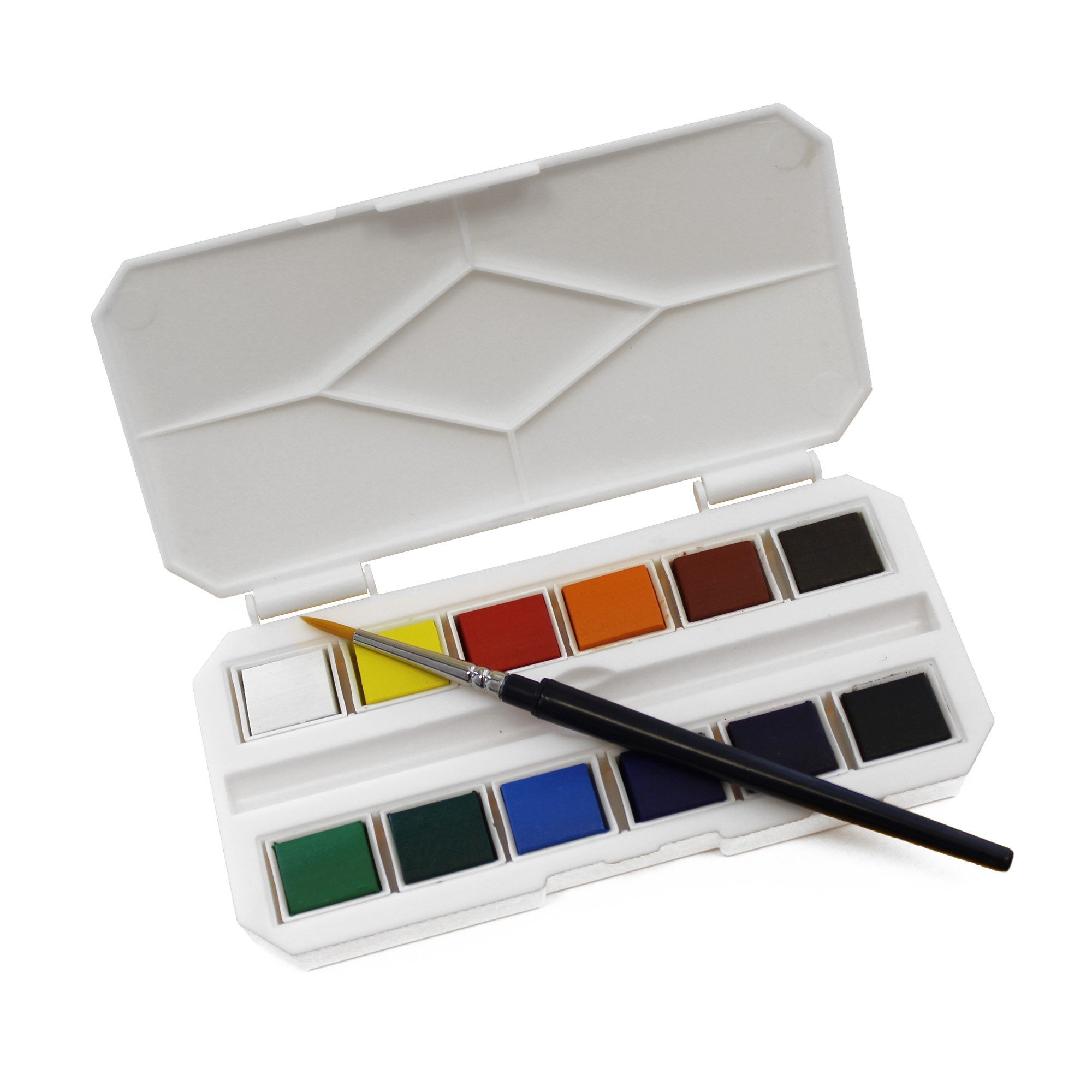 The Art Shop Skipton Mini Pocket Watercolour Paint Half Pan Box Set With Travel Brush