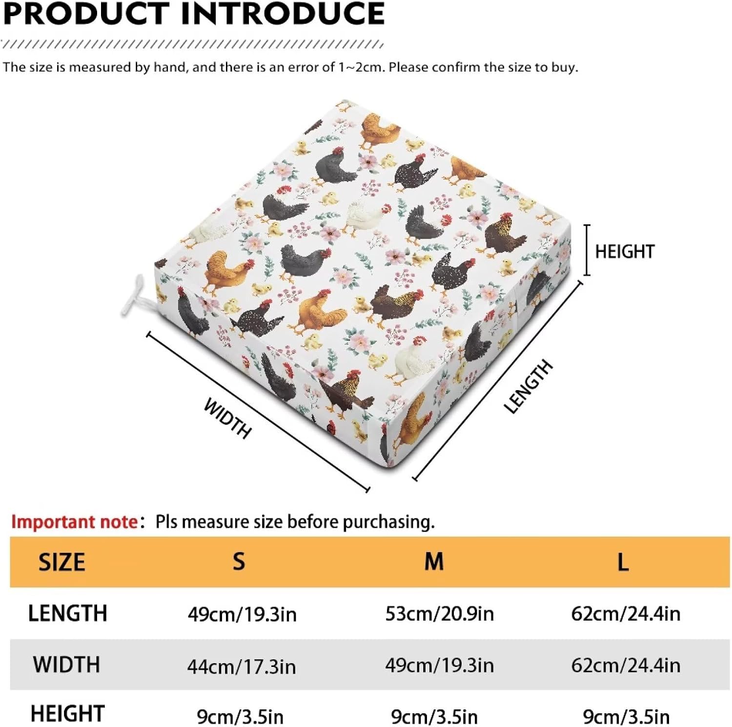 Rooster 4 Pcs Chair Covers Square Chair Seat Cushion Protector Set Gift for Women Waterproof Seat Pads Non Slip