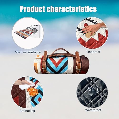 Miniatura 4 de Manta de picnic para la playa, a prueba de arena, impermeable, 79 x 59 pulgadas, 3 capas, manta de playa a prueba de arena, manta de picnic