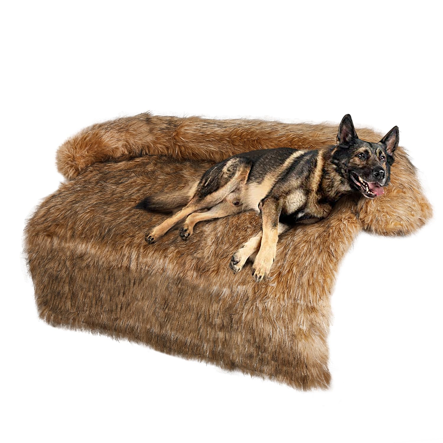 Fienveorn Large Faux Fur Dog Bed Mat, Memory Foam, Non-Slip