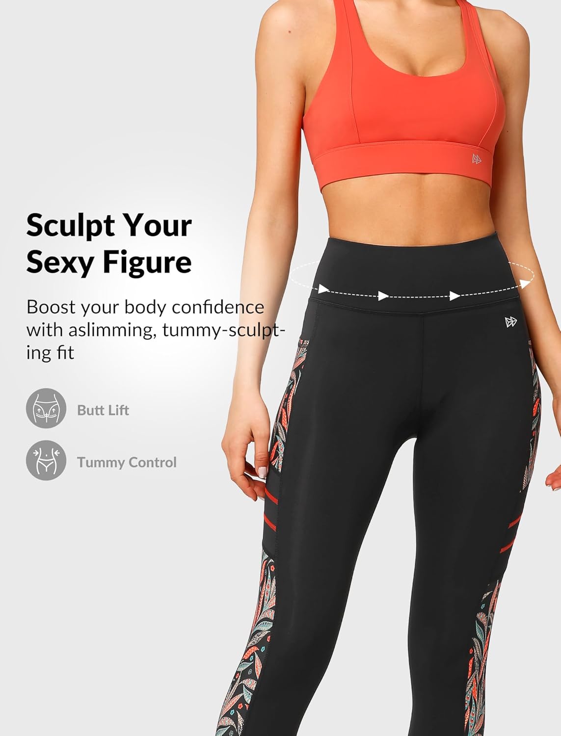 Yvette Printed Workout Leggings for Women High Waisted Yoga Pants with 2 Pockets Non See-Through Tummy Control - Image 6