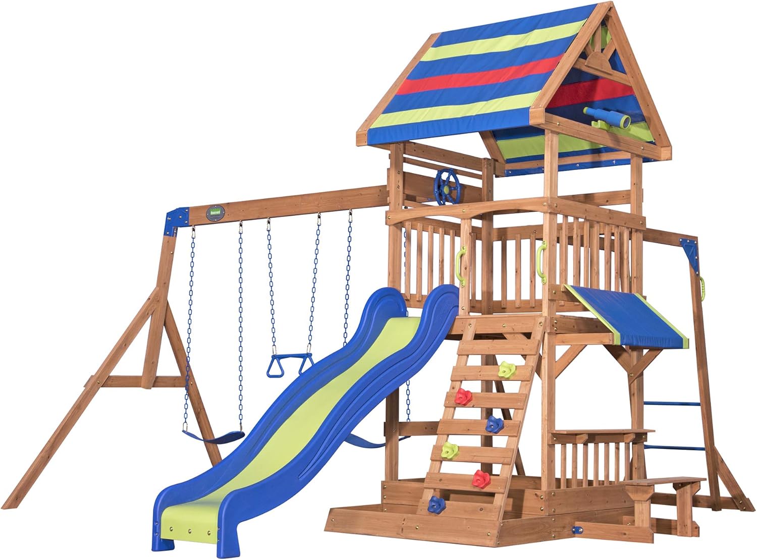 Beach Front All Cedar Wooden Swing Set : Toys & Games