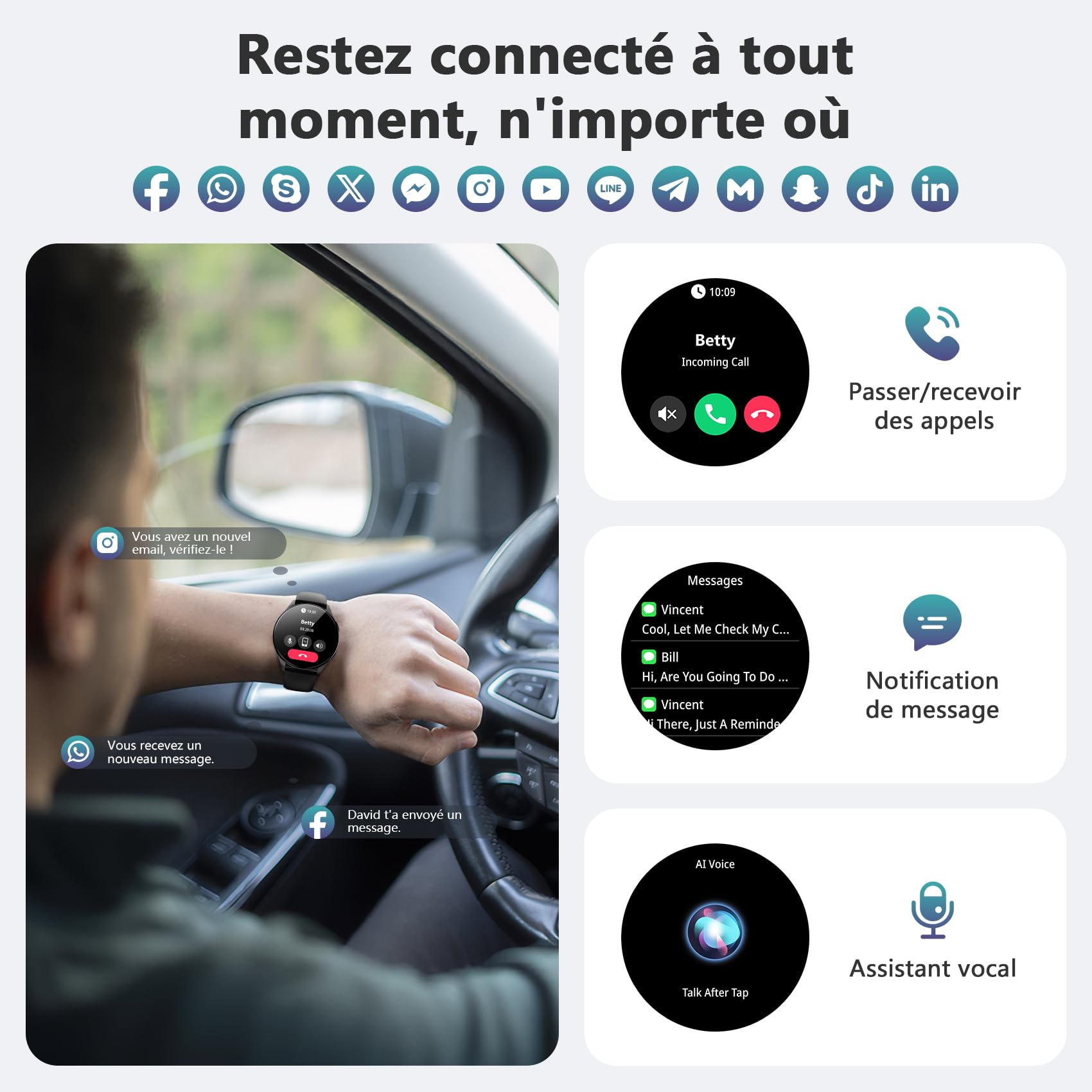 Blackview Montre Connectée Smartwatch Hommes Femmes - Écran AMOLED 1.43", Appels Téléphoniques Directs, Moniteur Fréquence Cardiaque 24/7 et Sommeil, Compatible Android iOS, Montre Sport Étanche IP68