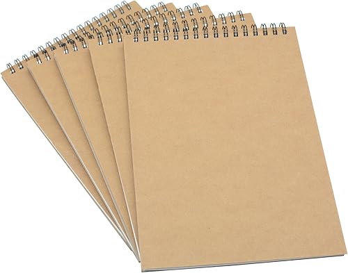 5 cuadernos de bocetos A5, blocs de bocetos en espiral encuadernados en la parte superior, 30 hojas (60 páginas), papel grueso de 120 GSM, para