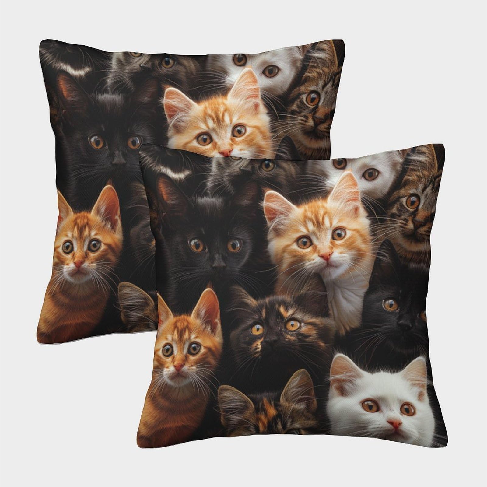NRAOPEVVD Cat Cushion Cover Set of 2 Decorative Machine Washable Pillowcases Square Pillow Cases with Invisible Zipper Cushion Covers for Sofa Car Bed Outdoor Decor Throw Pillow Case 40x40cm