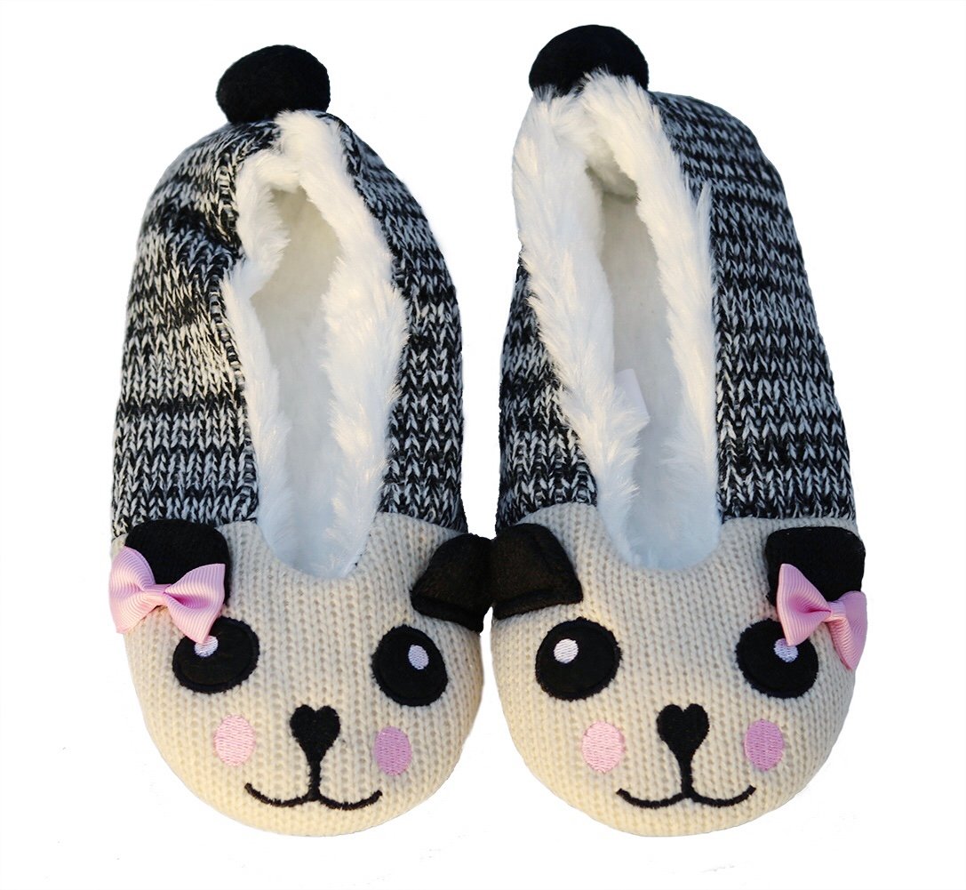 Pandaloon Womens Panda Knit Warm Plush Bear Animal Slippers