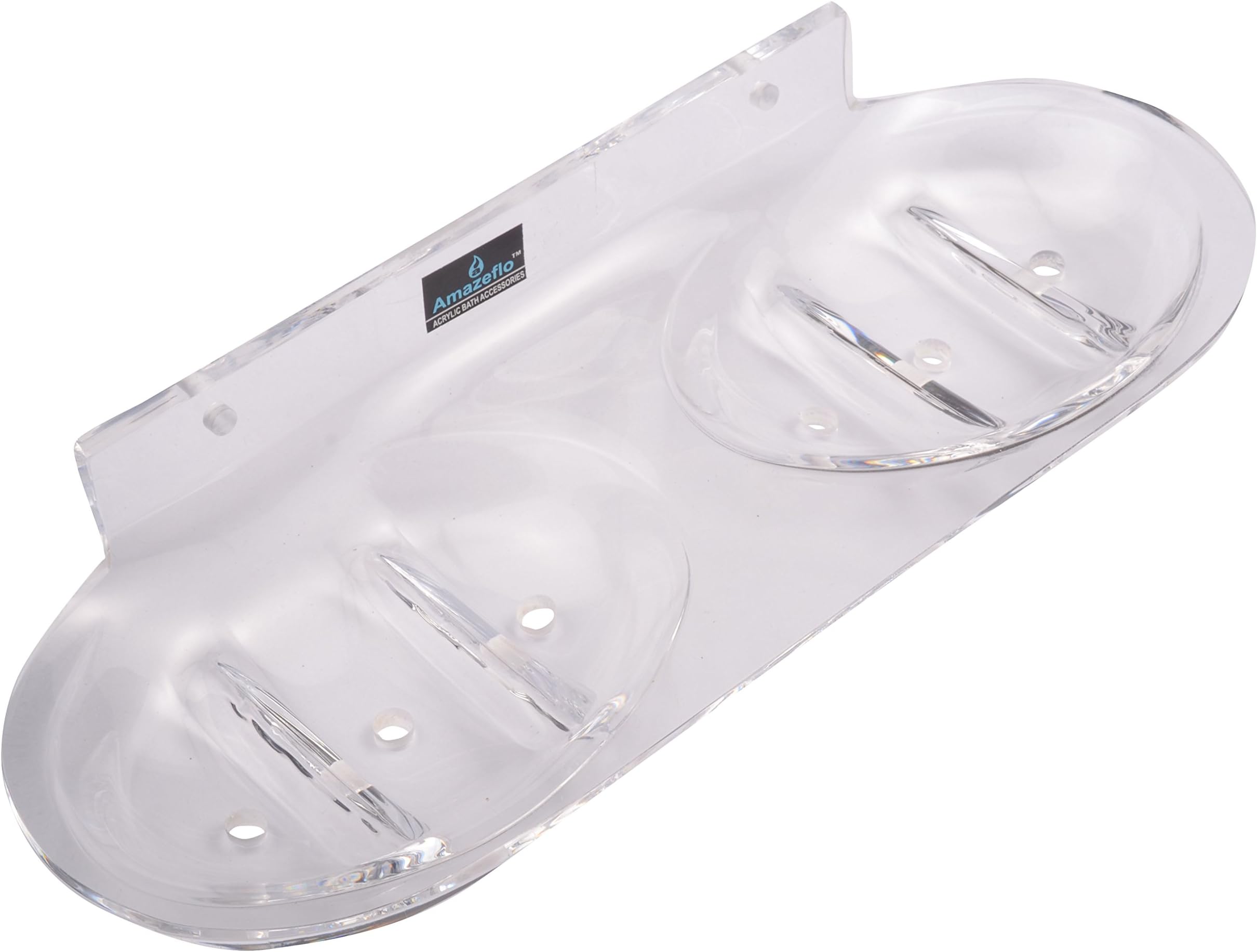 Amazeflo Acrylic Double Soap Dish (27 cm x 10 cm x 3 cm, Clear)