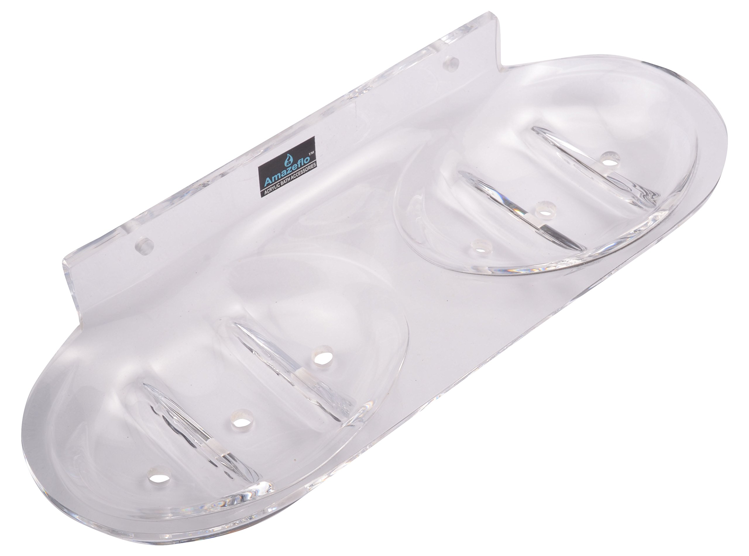 Amazeflo Acrylic Double Soap Dish (27 cm x 10 cm x 3 cm, Clear)