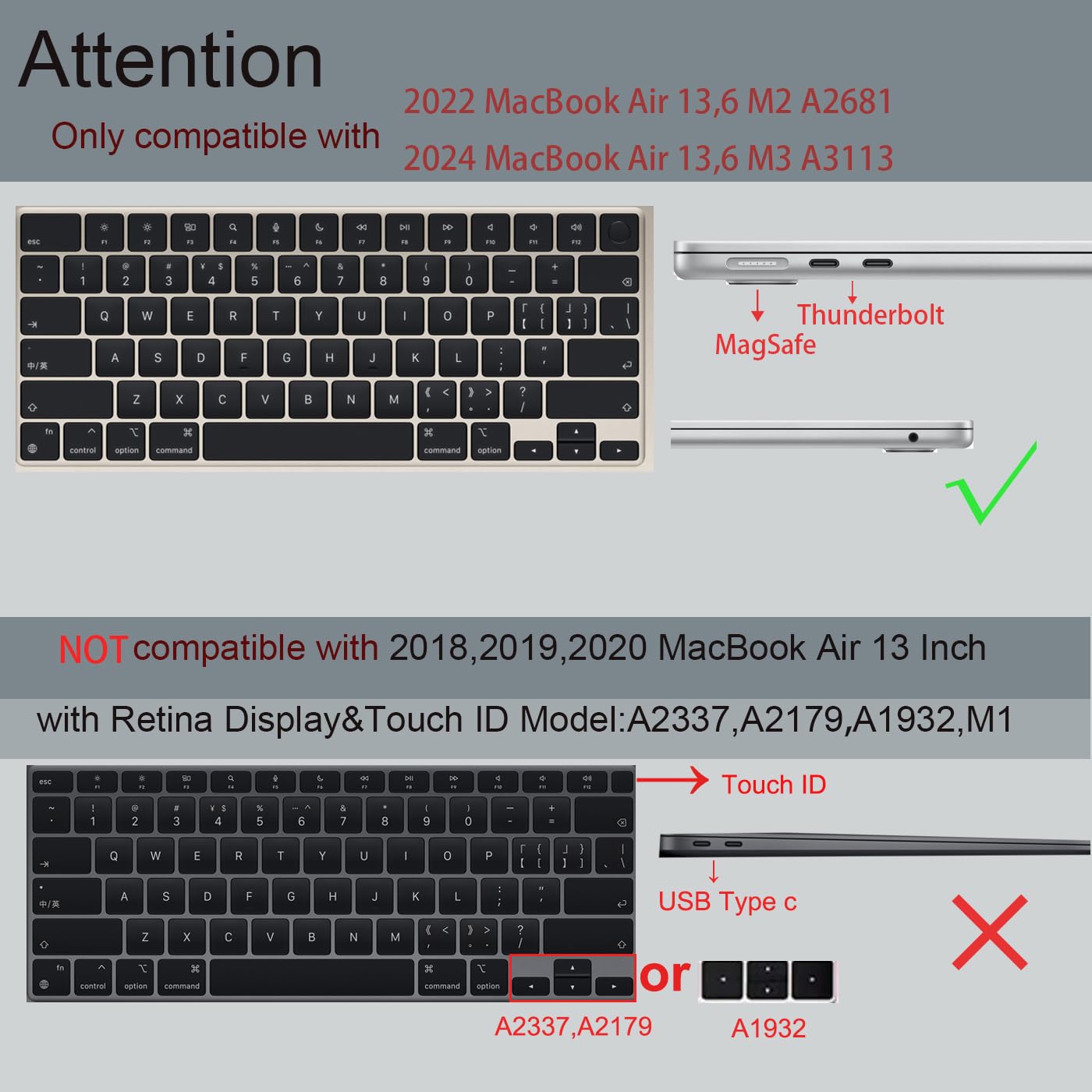 Coque Compatible avec MacBook Air M2 M3 M4 13 Pouces 2022 2024 2025 Modèle A2681 A3113 A3240, Plastique Coque Rigide MacBook Air 13 Pouces & Couverture de Clavier & Protection d'écran, Marbre B