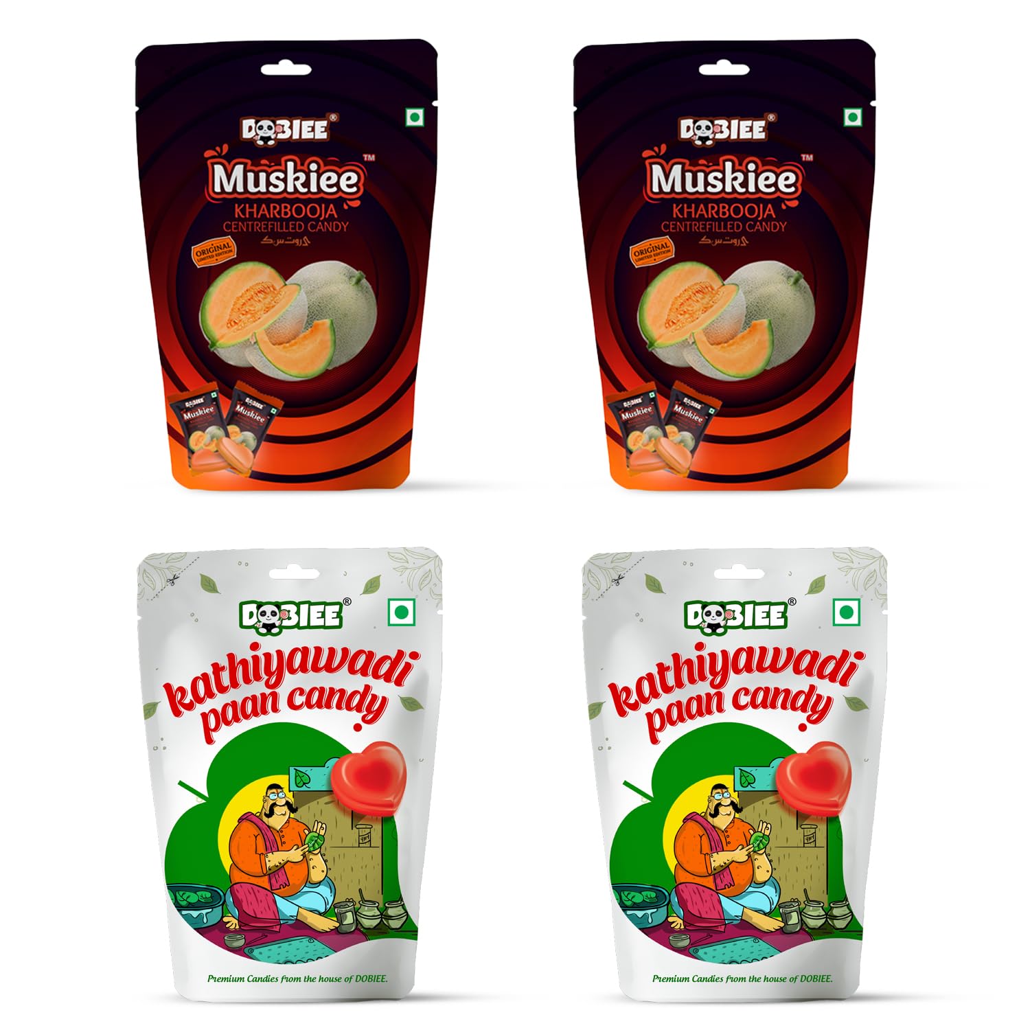 DOBIEE Muskiee & Kathiyawadi Paan Flavoured 200 Candies (Pack of 4) | Muskmelon | Kharbooja Candies | Fruity & Inside juicy Centre Filled Candies | For Travel & Return Gifts | Gift Family & Friends (B0DCJPRRK9) Amazon Price History, Amazon Price Tracker