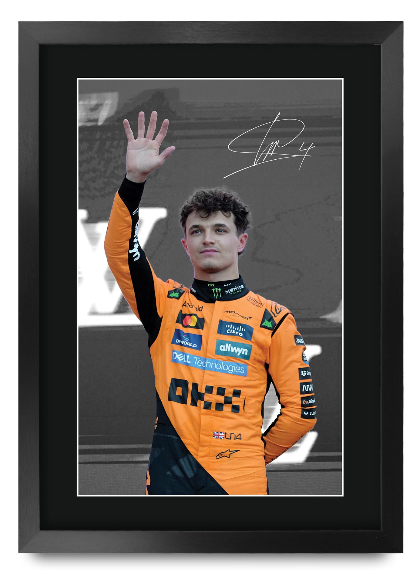 HWC Trading Lando Norris McLaren Scene 103 Gifts Printed Signed Autograph Picture for F1 Formula 1 Racing Fans - A3 Framed