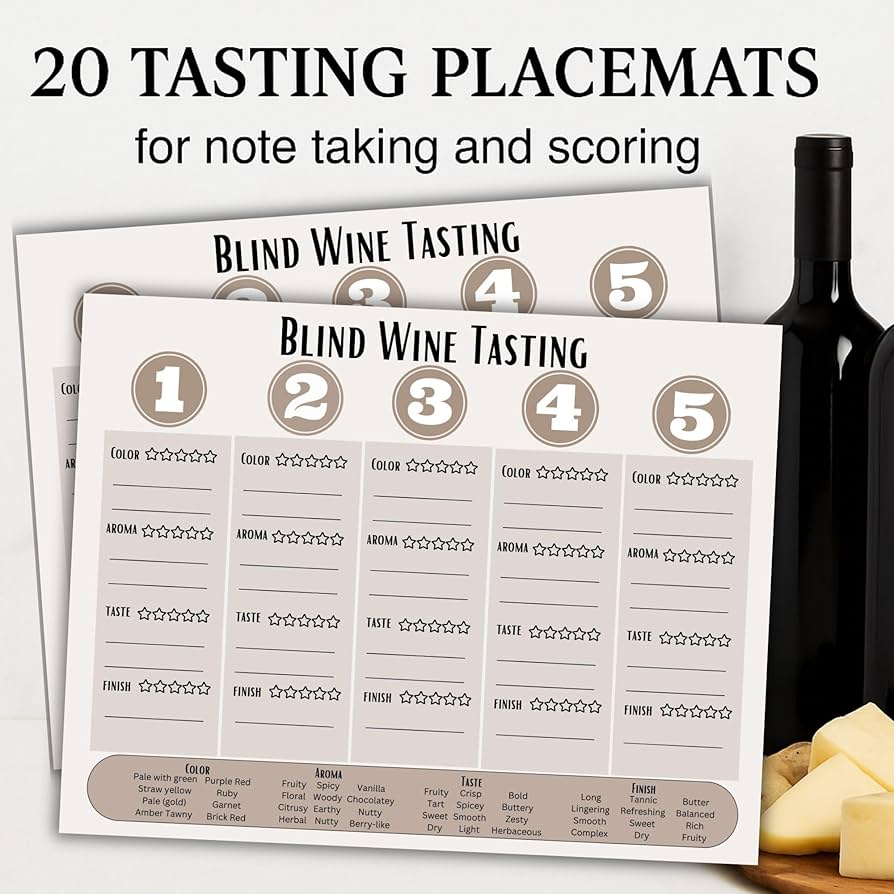Amazon.com: Wine Tasting Scorecards - Blind Wine Tasting Party Supplies with 20x Wine Tasting Cards and 5x Wine Guide - Engaging Wine Tasting Kit for Small Gatherings, Birthday Parties, and more - amazon-com-wine-tasting-scorecards-blind-wine-tasting-party-supplies-with-20x-wine-tasting-cards-and-5x-wine-guide-engaging-wine-tasting-kit-for-small-gatherings-birthday-parties-and-more