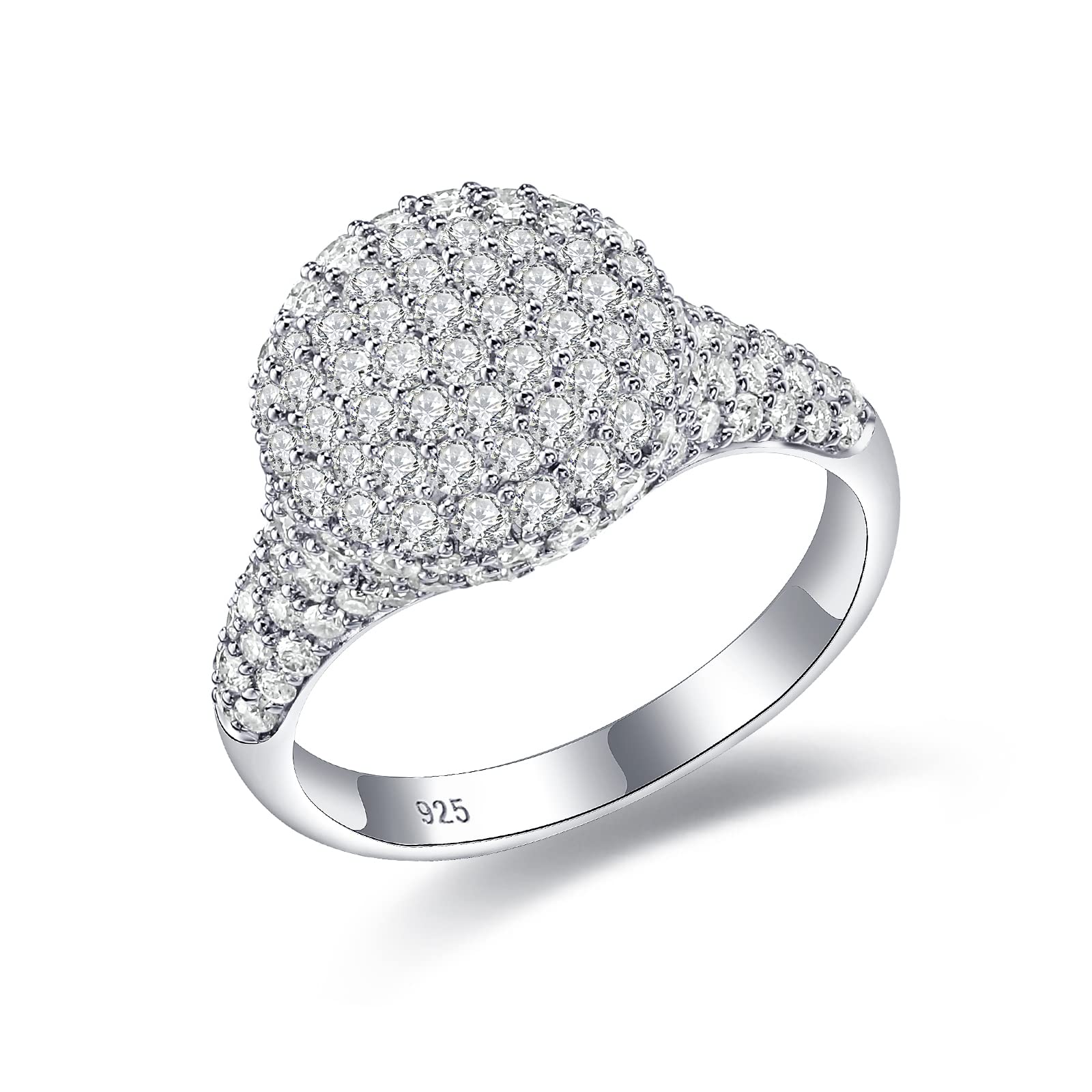 DAYBYDAYMoissanite Rings for Women 925 Sterling Silver 2.5ct D Color VVS1 Created Diamond Moissanite Engagement Ring Size 6-10