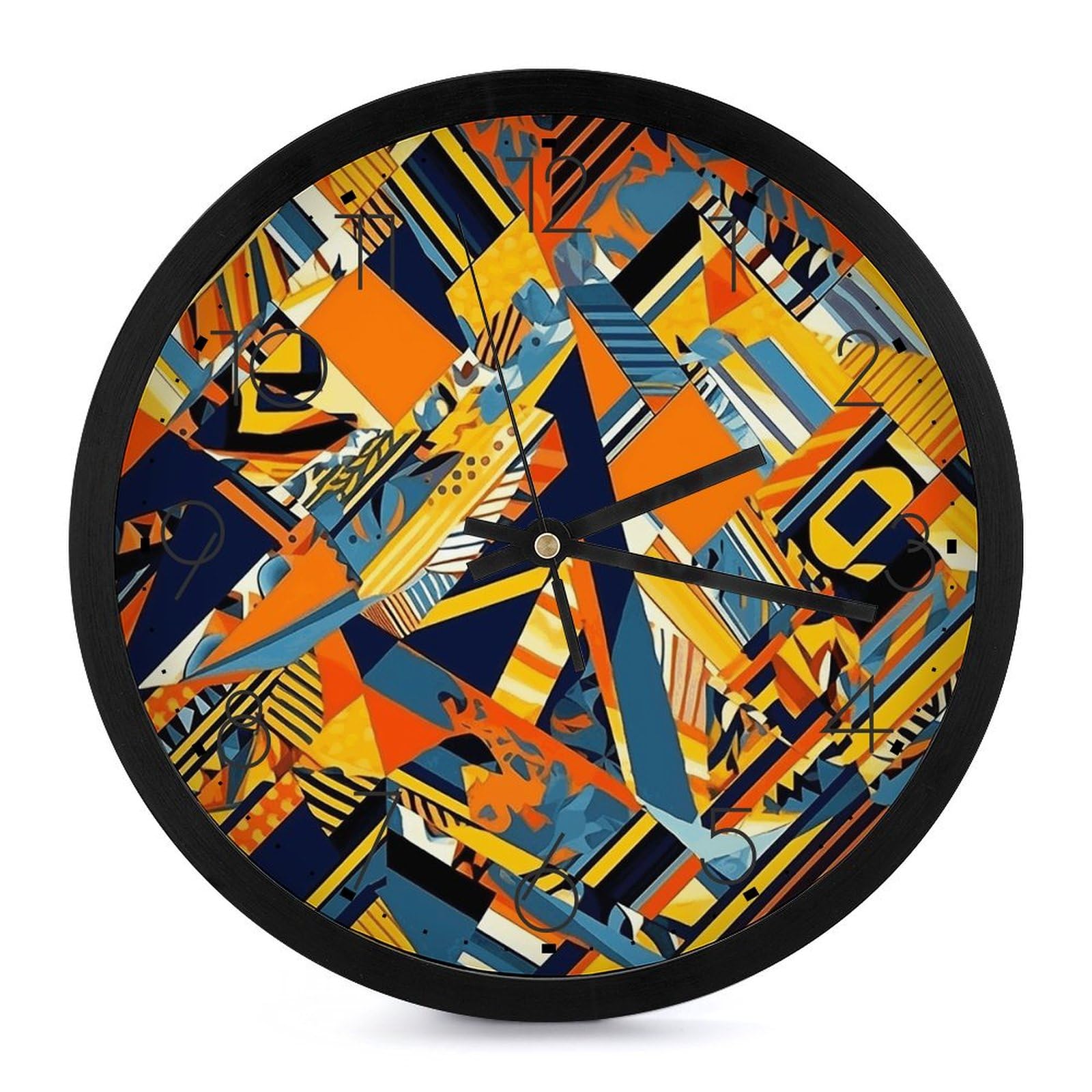 Horloge murale silencieuse de 25 cm à motif rayé moderne sans tic-tac pour un sommeil paisible