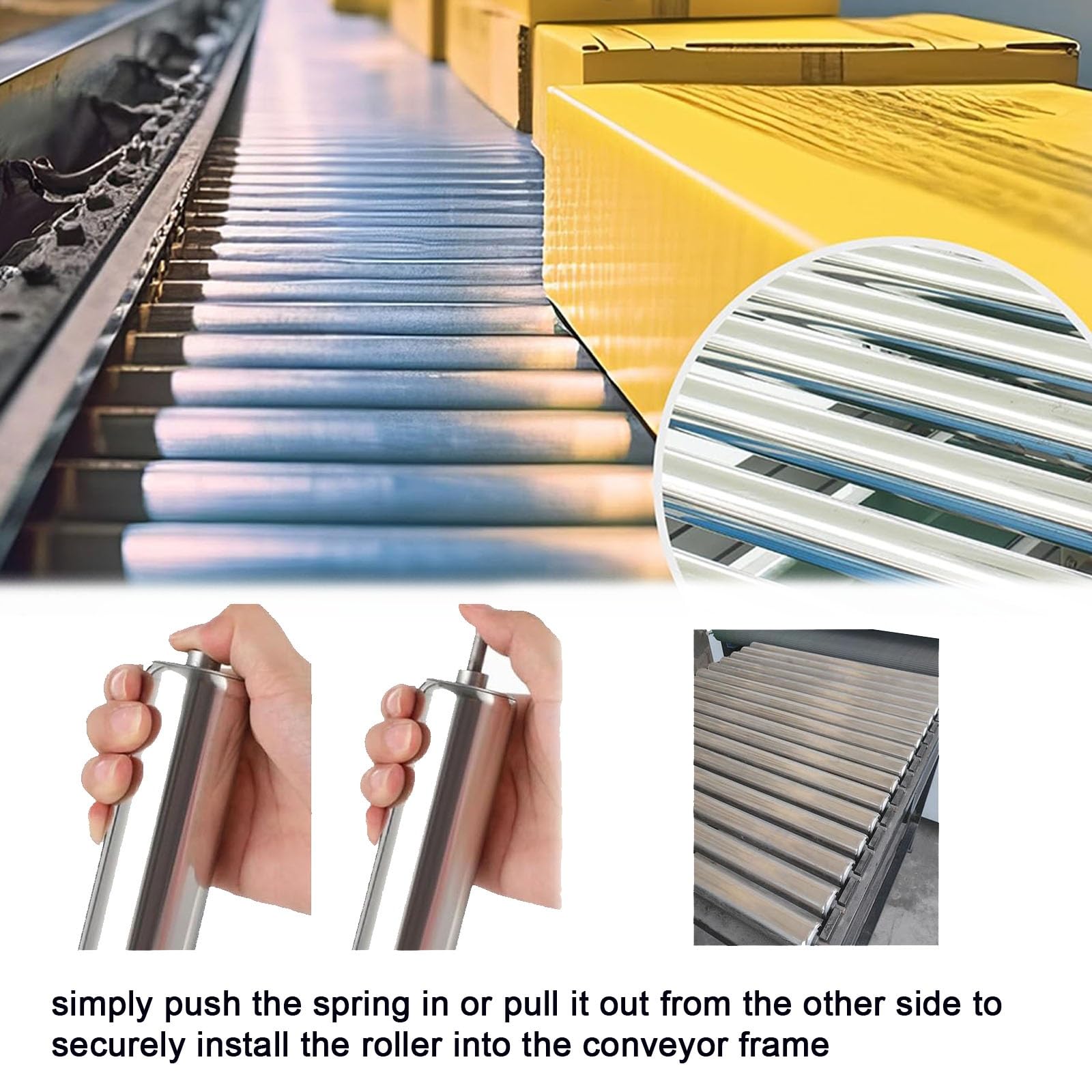 2.5 cm Schwerkraft-Rollenbahn – 25 mm Edelstahlrollen für Holzboot-Dock Materialhandhabung – und effiziente Transportlösung für schwere Lasten