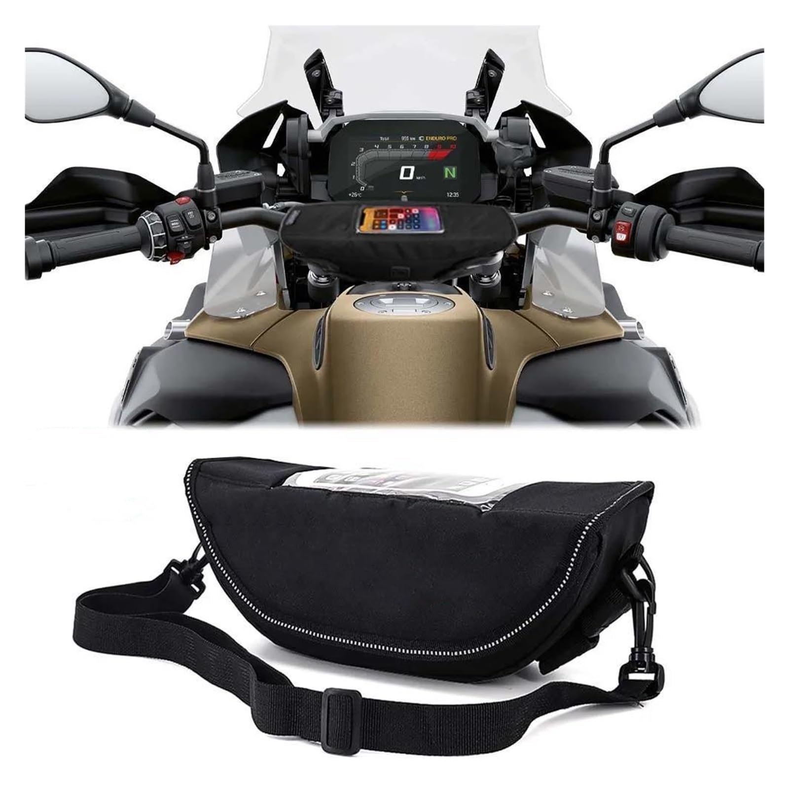 Für KLE 500 Kle Kle500 Aufbewahrungstasche FüR Motorradlenker(Black9-with Logo)