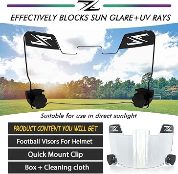 Tinted Football Visor, Fits Youth and Adult Football Helmets