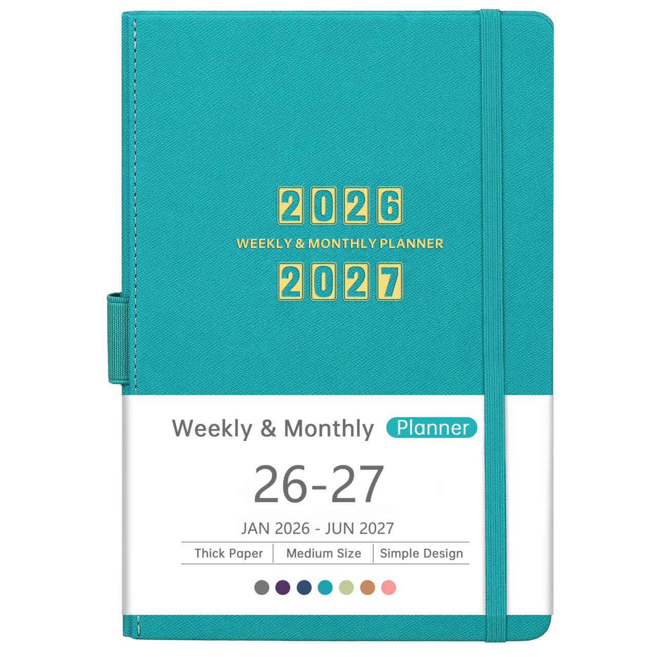 Artfan 2025 Planner - 2025 Weekly & Monthly Planner, Jan-Dec 2025, Leather, 5.75" x 8.25" - Turquoise