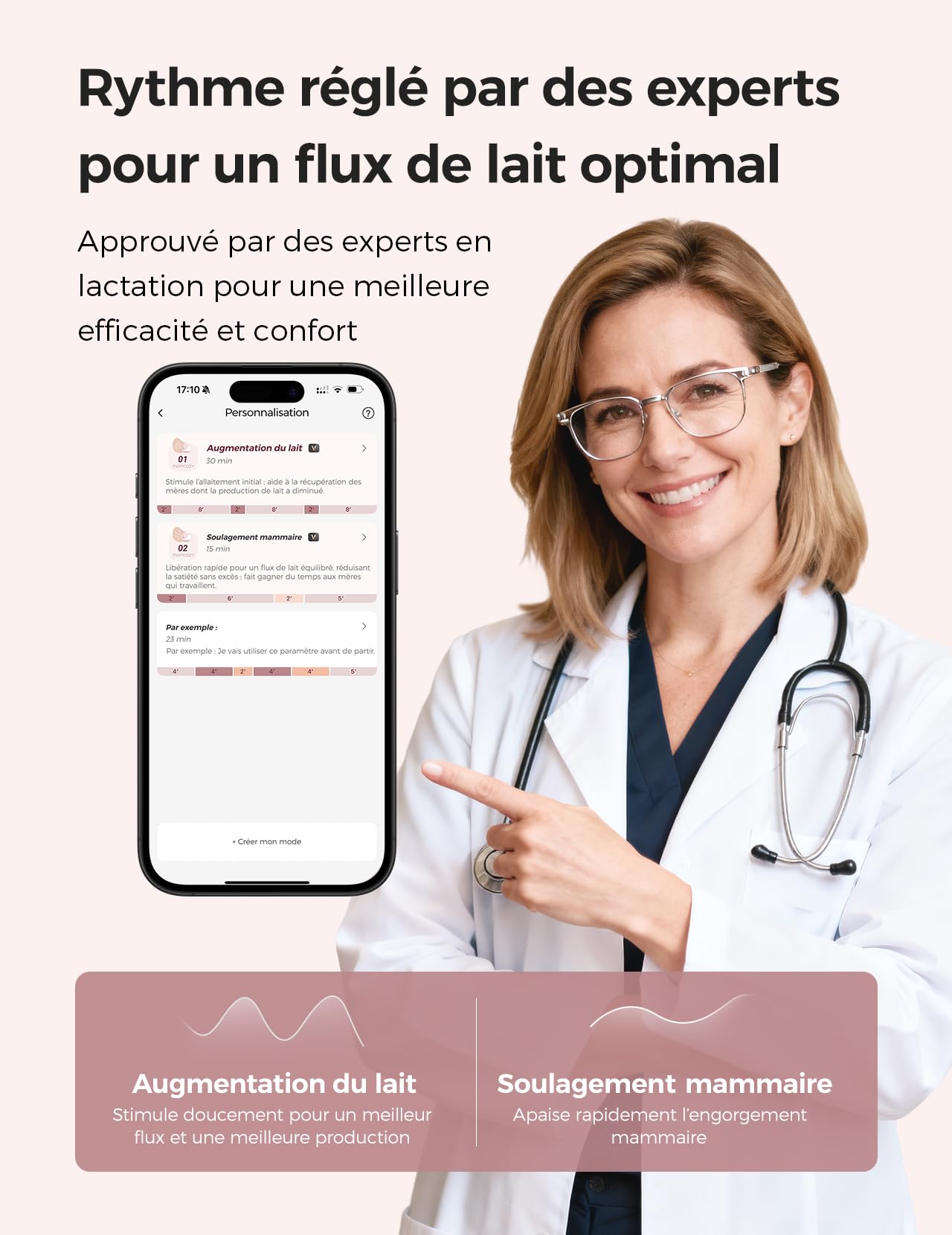 Momcozy Air 1 Tire-Lait Ultra-Fin, Tire-Lait Portable Mains Libres avec Étage de Chargement sans Fil & Contrôle par Application avec Mode Auto & Alerte de Remplissage, Dessus Transparent