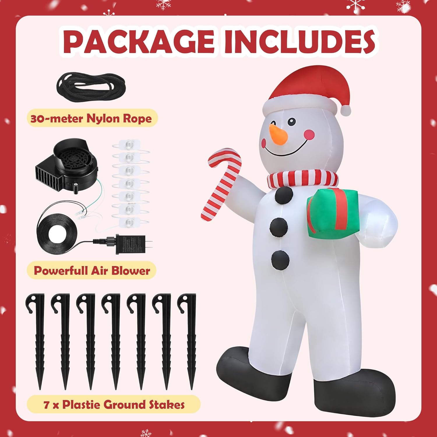 12ft Giant Christmas Inflatable Snowman Outdoor Decorations Blow up Decoration Yard Decor Built-in LED Lights for Yard Lawn Garden Holiday