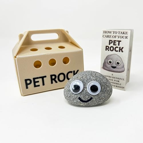 Pet Rock - Novelty Gift Idea - Ideal For Birthday Presents, Wedding Favours, Party Bags etc - Pet Rock - No Gift Bag