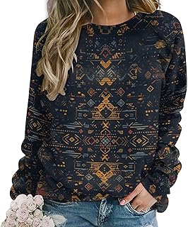 Sponsored Ad - ZOCAVIA Women's Western Aztec Sweatshirts Casual Retro Ethnic Graphic Crewneck Long Sleeve Pullover Tops Fa...
