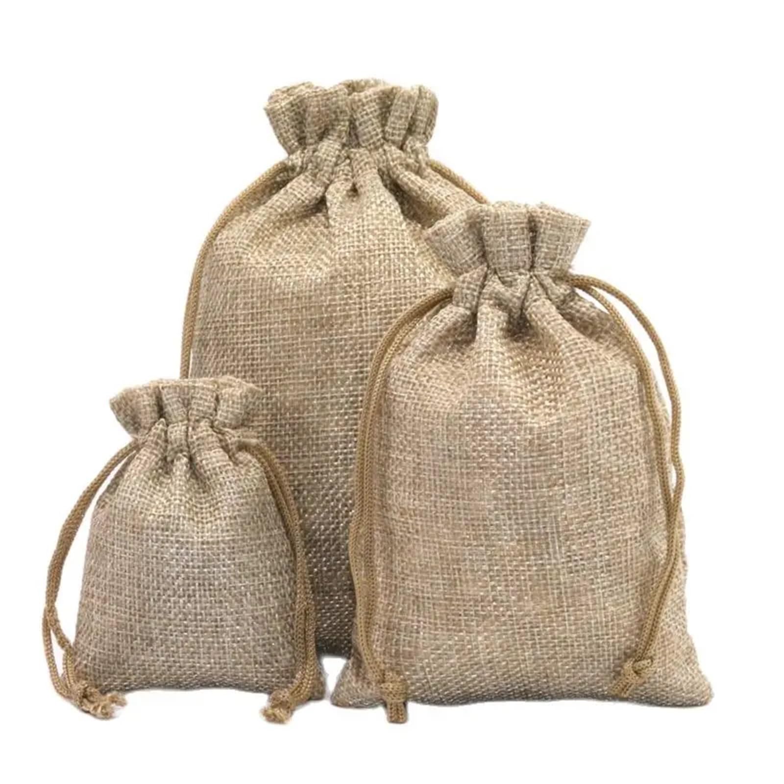 Geschenkbeutel 50 Stück kleine Jutebeutel for Hochzeiten mit Papieranhängern, Party-Geschenkbeutel mit Kordelzug, Schmuckpaket-Säcke(10x14cm(50pcs))