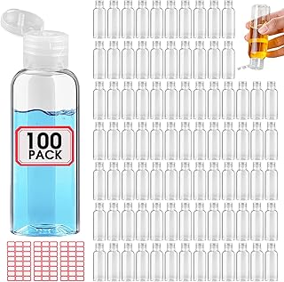 100pcs Empty 3.4 oz Travel Bottles with Flip Cap Tsa Approved Leakproof Plastic Squeeze Small Shampoo Bottles for Toiletries Liquids Travel Essentials Containers for Lotion, Party favors, Bulk Gifting