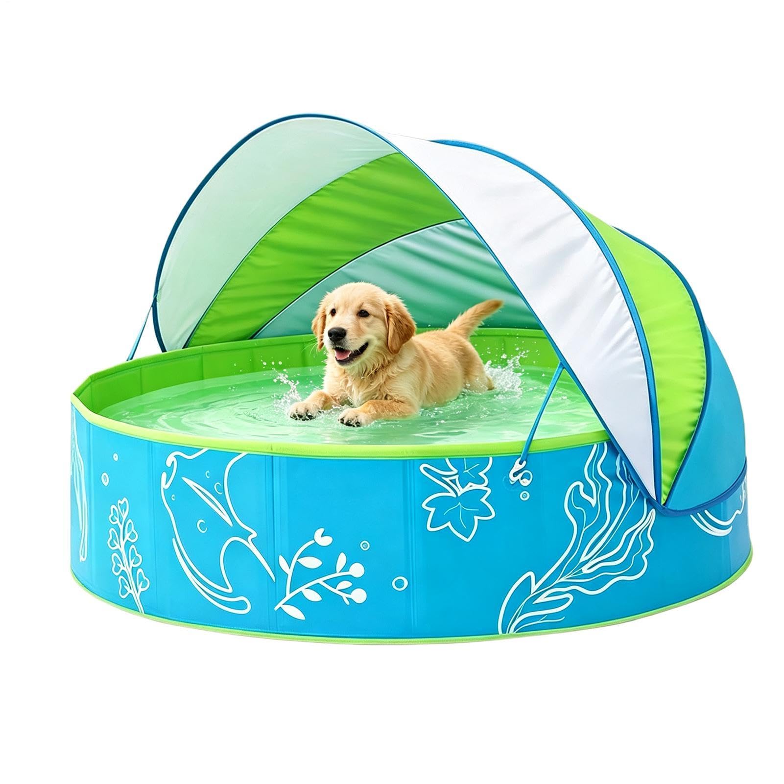 Piscina Pieghevole Vasca Da Bagno Estiva All'Aperto Con Tettuccio | Piscina Piccola Adatta a bambini, vacanze, giardino, cortile, spiaggia, patio, campeggio, casa