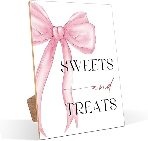 Miniatura 18 de Letrero con temática de lazo rosa Please Take One, decoraciones de despedida de soltera rosa, letreros de boda para recepción, decoración de mesa