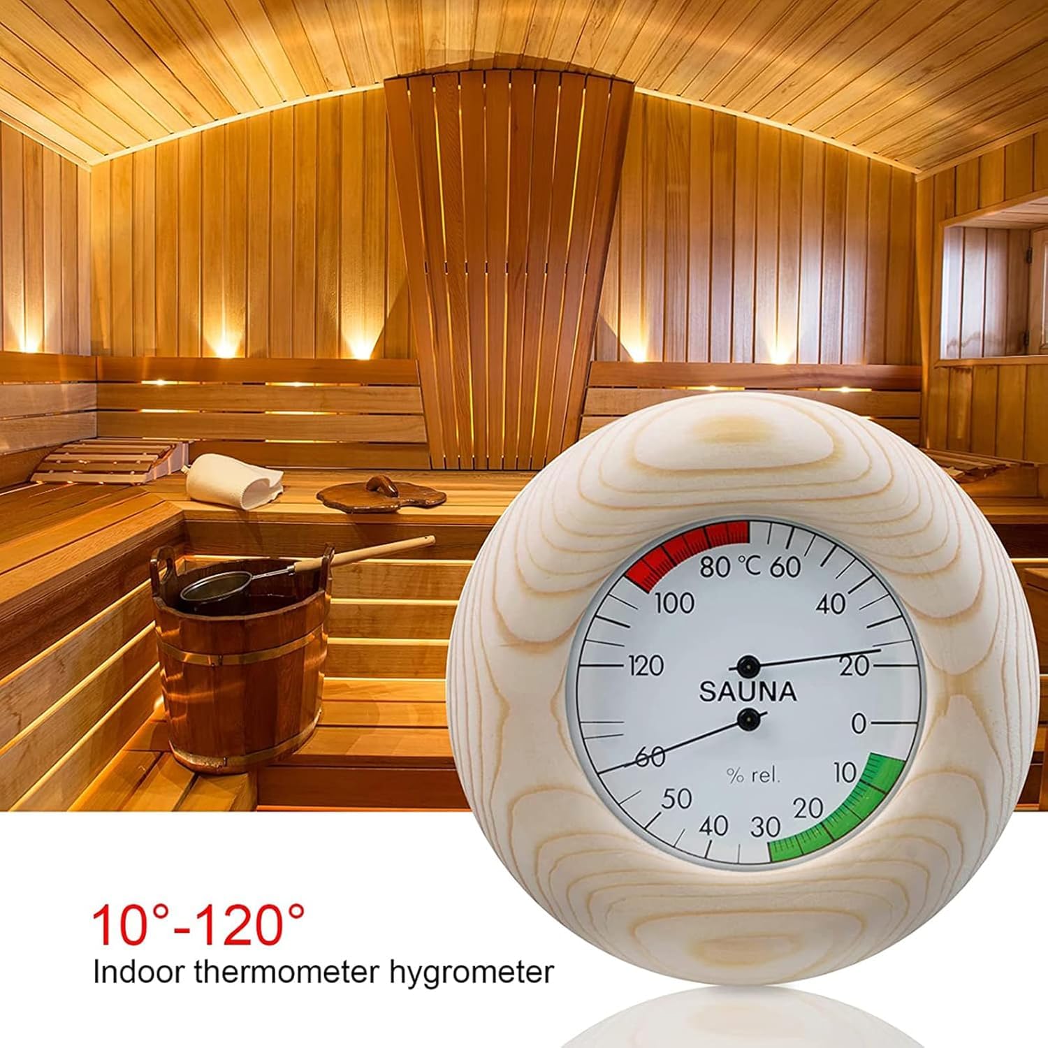 Zestaw akcesoriów do sauny, zakres temperatur od 0°C do 120°C, z wiadrem do sauny 7 l, termometrem, klepsydrą, aromaterapią, do użytku osobistego w salonie domowym, saunie, łazienkach
