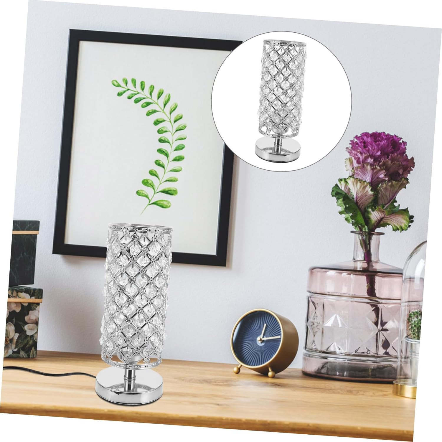 TEHAUX Crystal Desk Lamp Modern Study Lamp Decorative Tabletop Light for Home