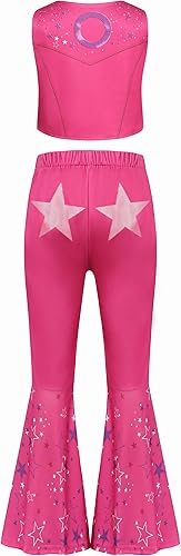 Miniatura 4 de Disfraz de vaquera para niñas, disfraz de discoteca hippie de los años 70 y 80, disfraz de Halloween, uniforme rosa