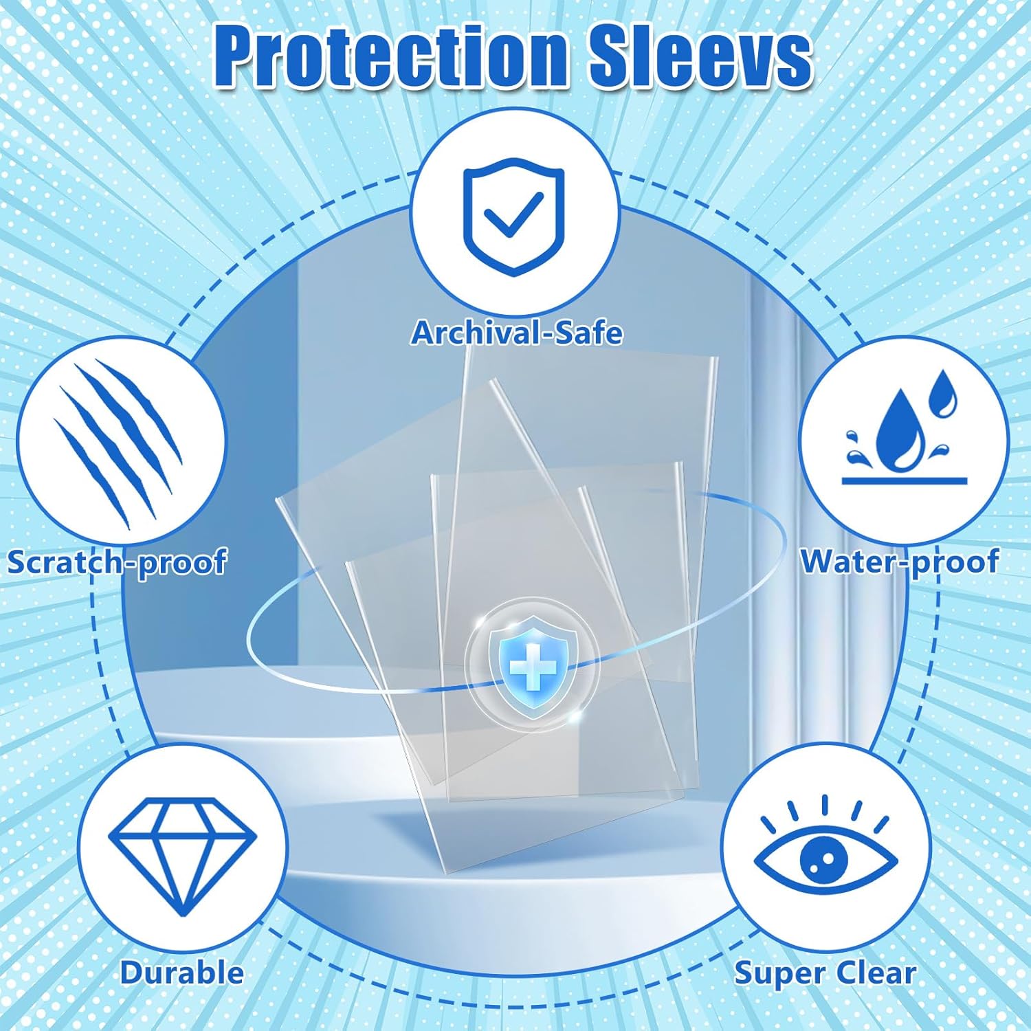 DEDC 200 Pack Jumbo Card Sleeves L-Size 5.4x7.5 Inch, 4 Mil Thick Oversized Card Protectors, Archival Safe Non-PVC Clear Sleeves for Giant TCG Trading Cards, PSA BGS Submission Ready