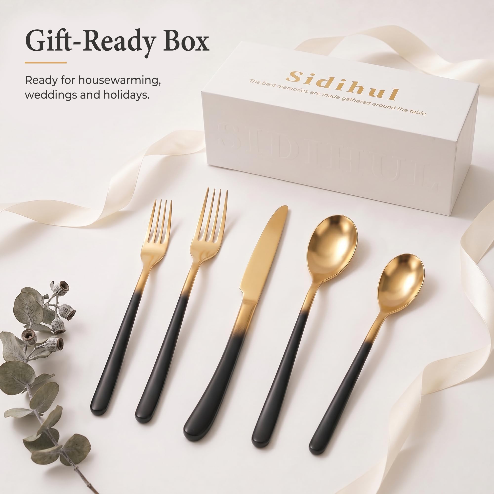 Silverware Set for 4 Black Gold 20 Piece Fancy Flatware Set Stainless Steel — Amazon image 8