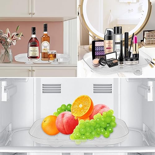 Miniatura 7 de Lazy Susan - Organizador de tocadiscos para refrigerador, refrigerador de 360, estante rectangular de especias Lazy Susan para gabinete, despensa,